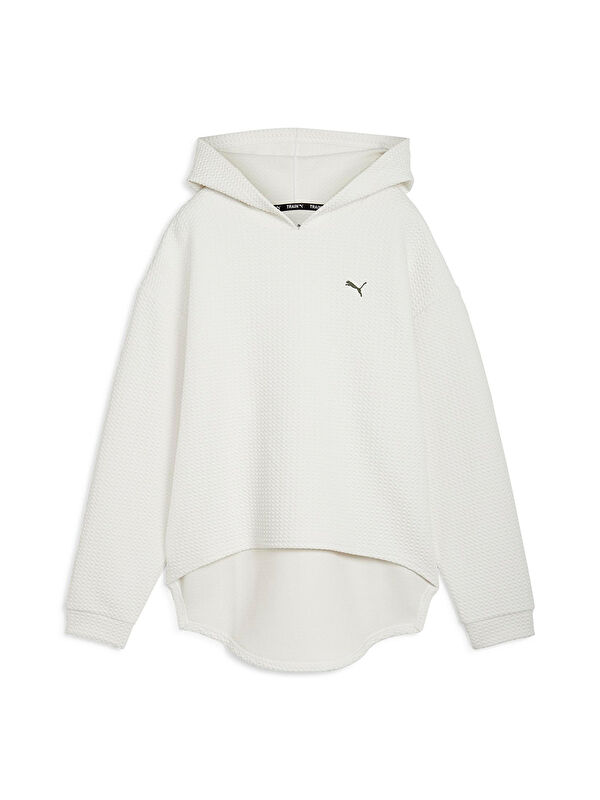 Puma Q4 Studio Textured Kadın Beyaz Kapüşonlu Sweatshirt