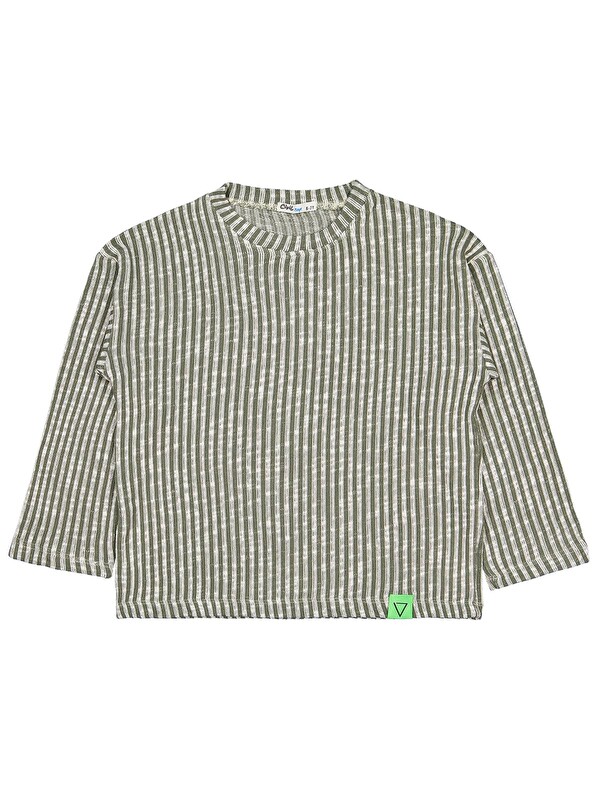 Civil Boys Dikey Çizgili 6-9 Yaş Sweatshirt - Yeşil