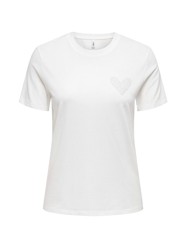 Only Onlarıana Pamuklu Regular Fit Taş Detaylı Bisiklet Yaka Kadın T Shirt 15343771
