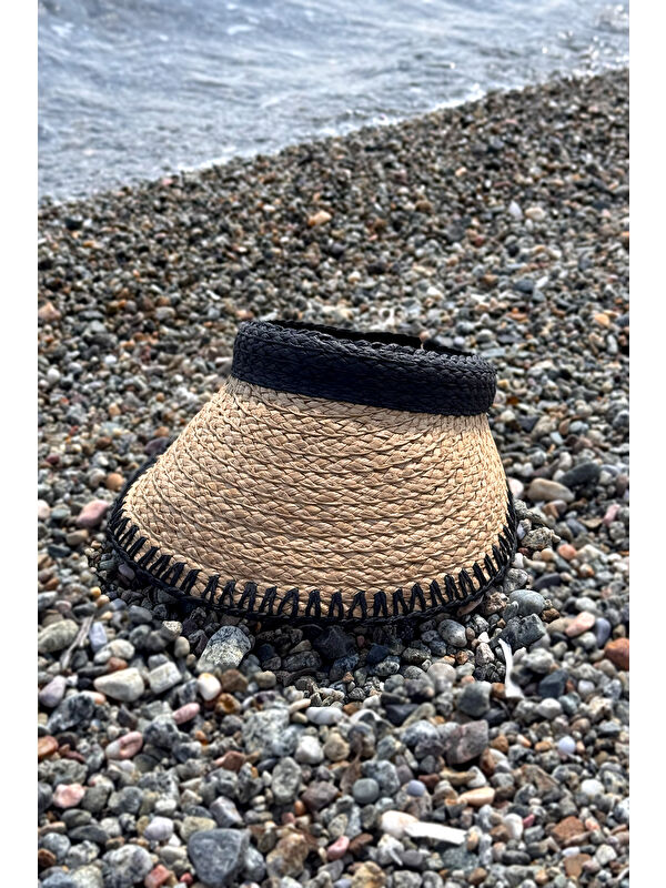 Remsa Mayo Zigzag Biyeli Vizör Hasır Şapka Güneş Koruyucu Siperlik RŞ-2104 Camel