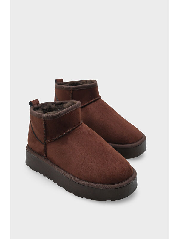 Raina Kalın Tabanlı Yuvarlak Burunlu Kürklü Kısa Kadın Bot - Görsel 4