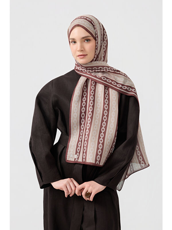 QEF Pamuk Twill Şal Chain Sütlü Kahve