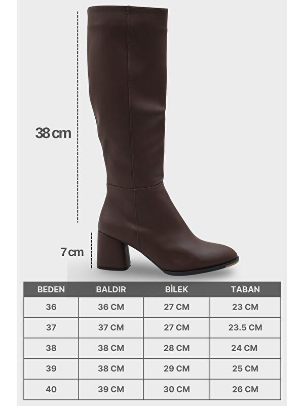 Cathrine Oval Burunlu Yandan Fermuarlı Topuklu Kadın Çizme - Görsel 6