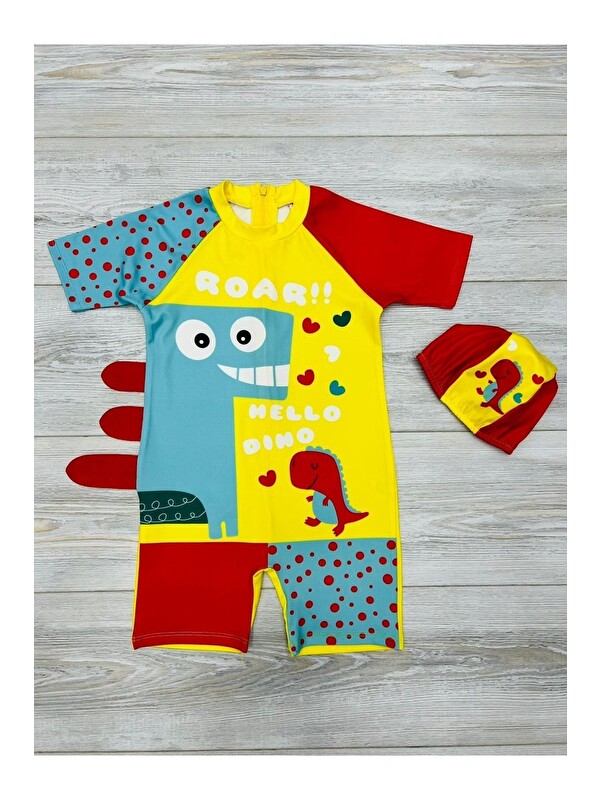 My Kids Wear Tatlı Dino Temalı Boneli Erkek Çocuk Mayo Takımı