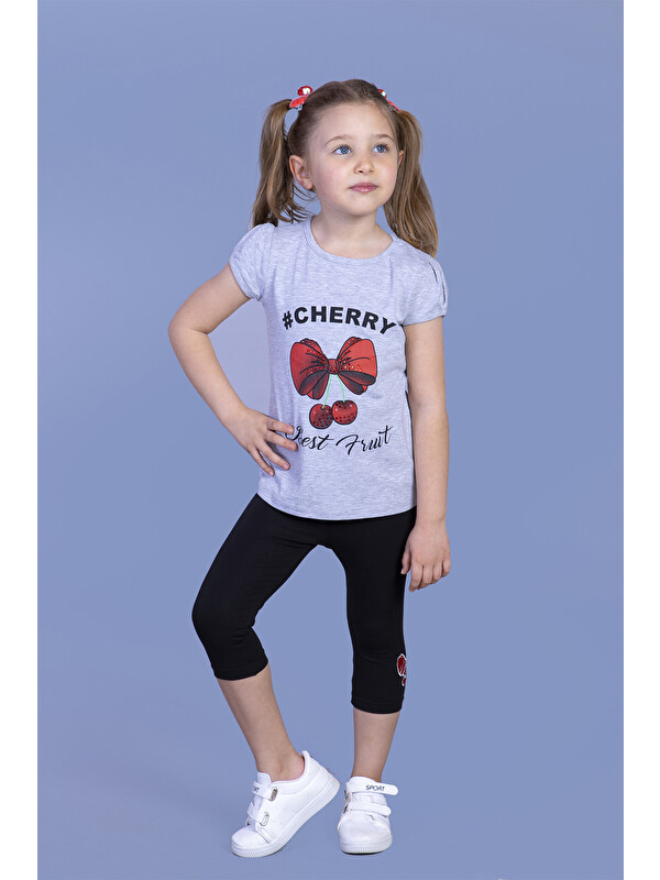 Toontoykids Kız Çocuk Vişne Baskılı Taytlı Takım
