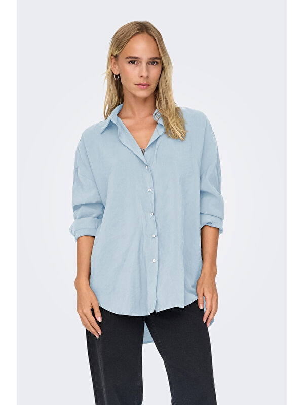 Only Onlzazima Modal Oversize Fit Uzun Kollu Kadın Gömlek 15272523