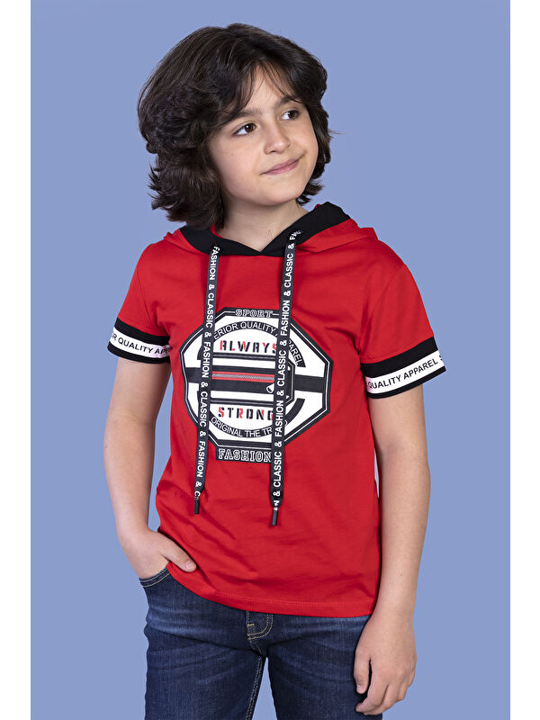 Toontoykids Erkek Çocuk Kapüşonlu Baskılı Tişört