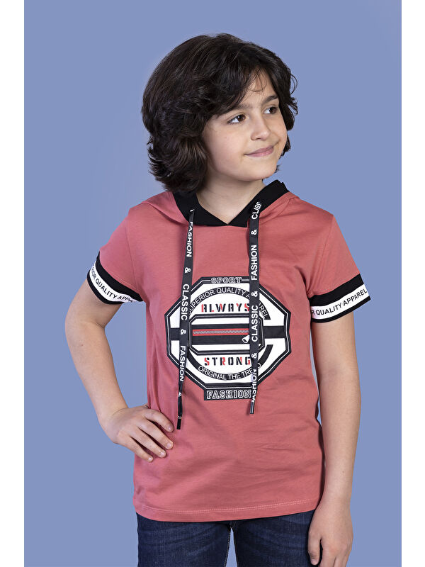 Toontoykids Erkek Çocuk Kapüşonlu Baskılı Tişört