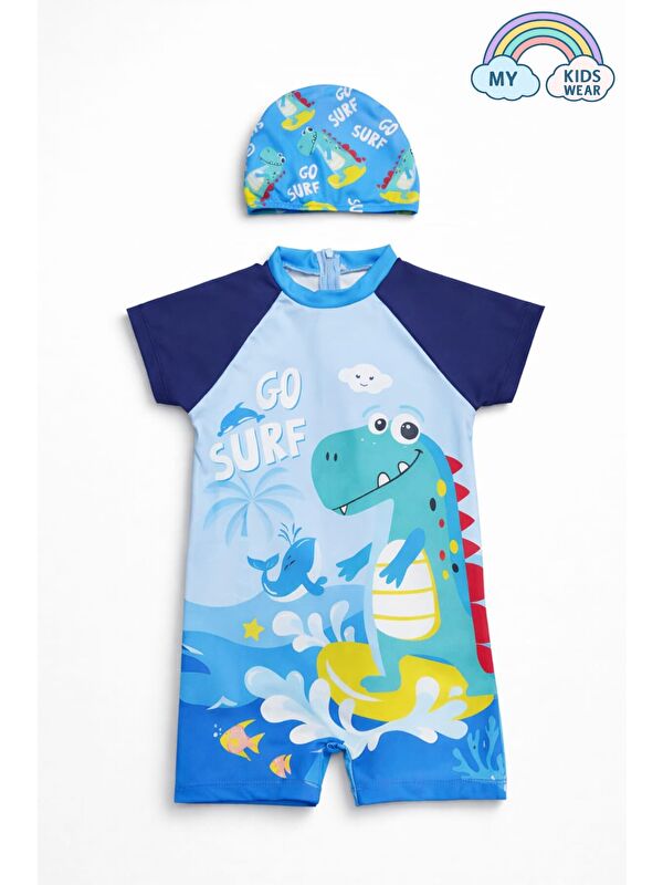 My Kids Wear Erkek Çocuk Boneli Fermuarlı Çocuk Plaj Mayosu 2-8 Yaş 12557