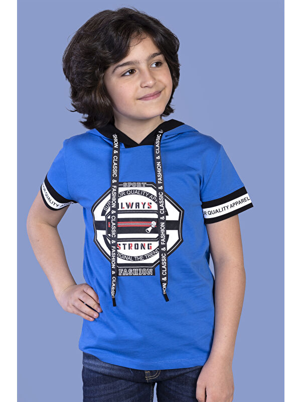 Toontoykids Erkek Çocuk Kapüşonlu Baskılı Tişört