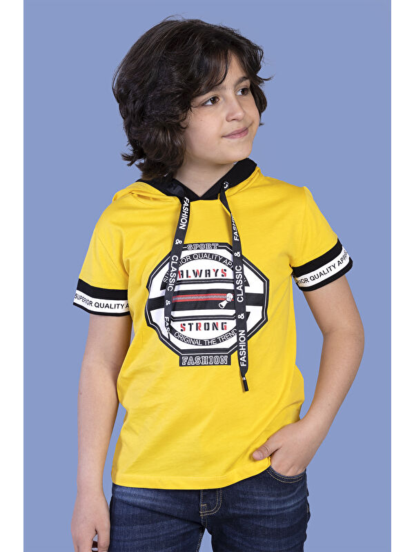 Toontoykids Erkek Çocuk Kapüşonlu Baskılı Tişört