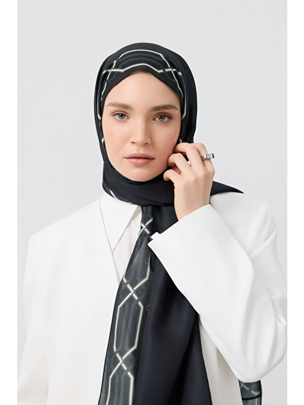 QEF Pamuk Twill Şal İnterlock Siyah