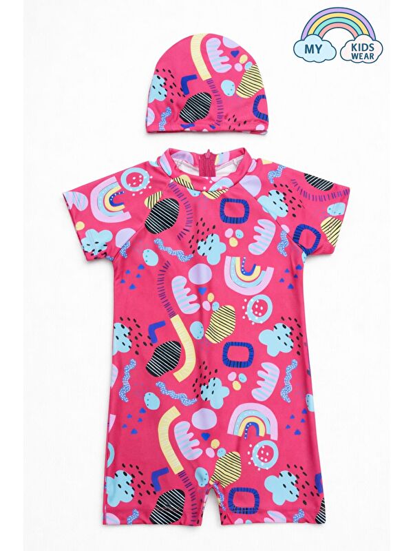 My Kids Wear Kız Çocuk Boneli Fermuarlı Plaj Mayosu 2-8 Yaş 12558