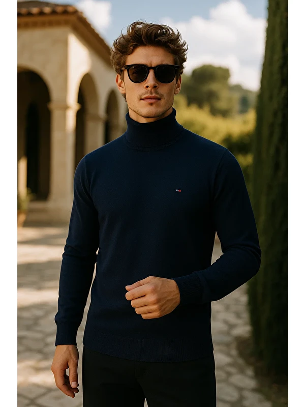 Comstar Erkek Kışlık Slim Fit Lacivert Kazak