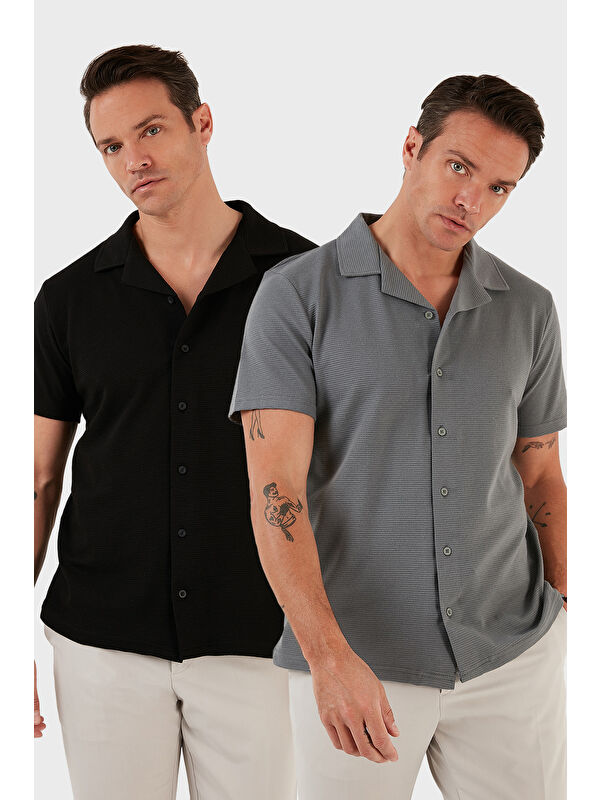 Buratti Pamuklu Regular Fit Kısa Kollu 2'li Paket Gömlek 5902640S2