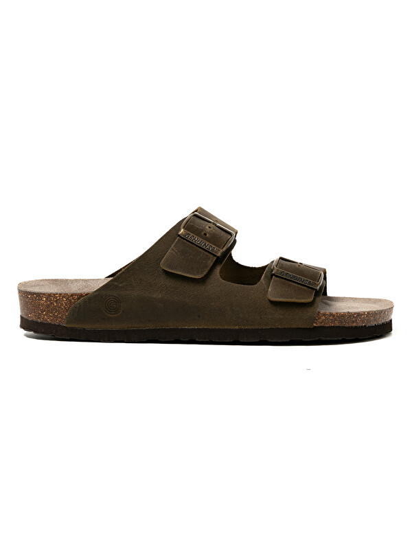 Genuins Erkek Terlik HAWAII G105996 Oiled Leather Kaki
