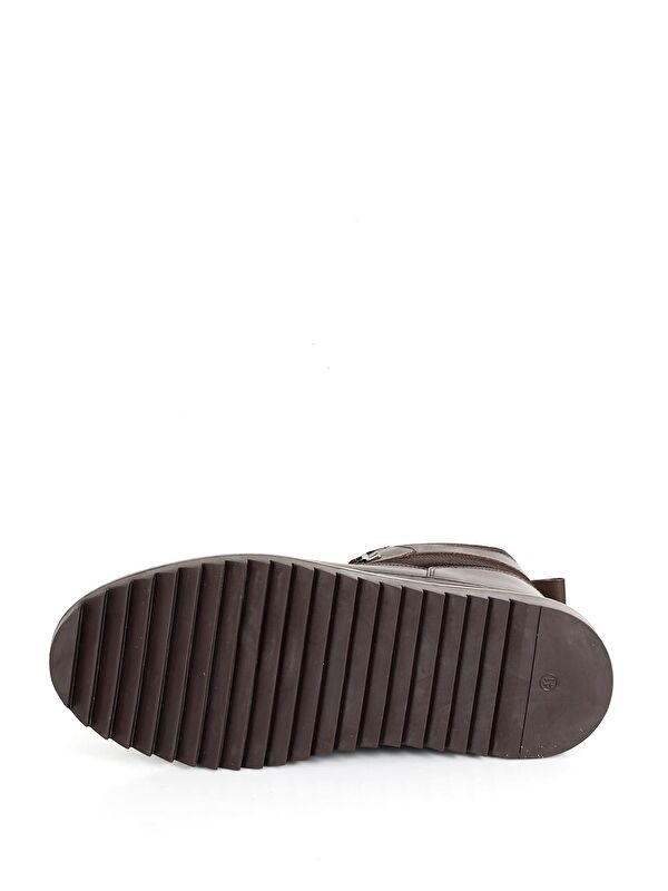 KAHVERENGİ Hakiki Deri Yuvarlak Burun Kauçuk Taban Bağcıklı Fermuarlı Günlük Erkek Bot 05803 - Görsel 9