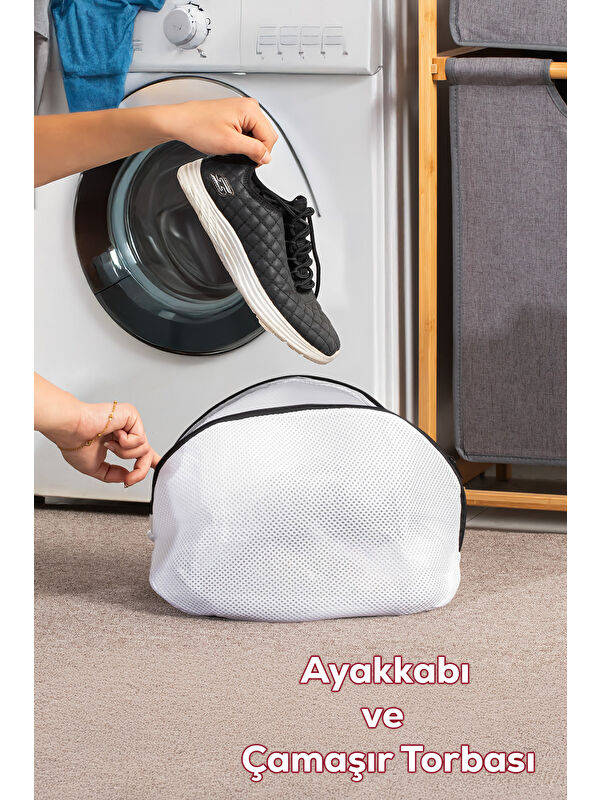 Porsima 3133 Çamaşır Yıkama Filesi Fermuarlı Bölmeli Ayakkabı Yıkama Filesi Deforme Önleyici Torba