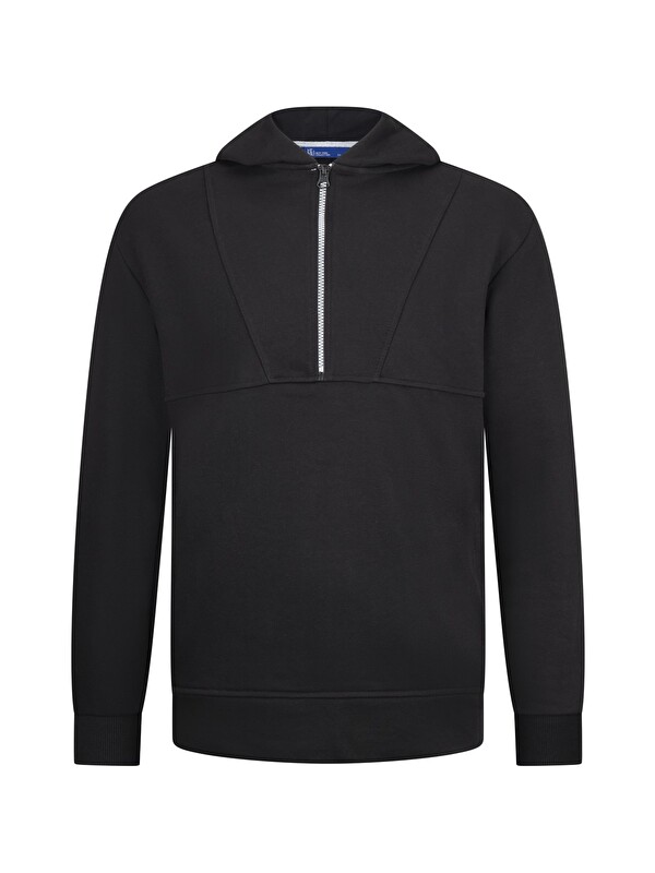 Hatemoğlu Siyah Regular Fit Fermuarlı Kapüşonlu Sweatshirt
