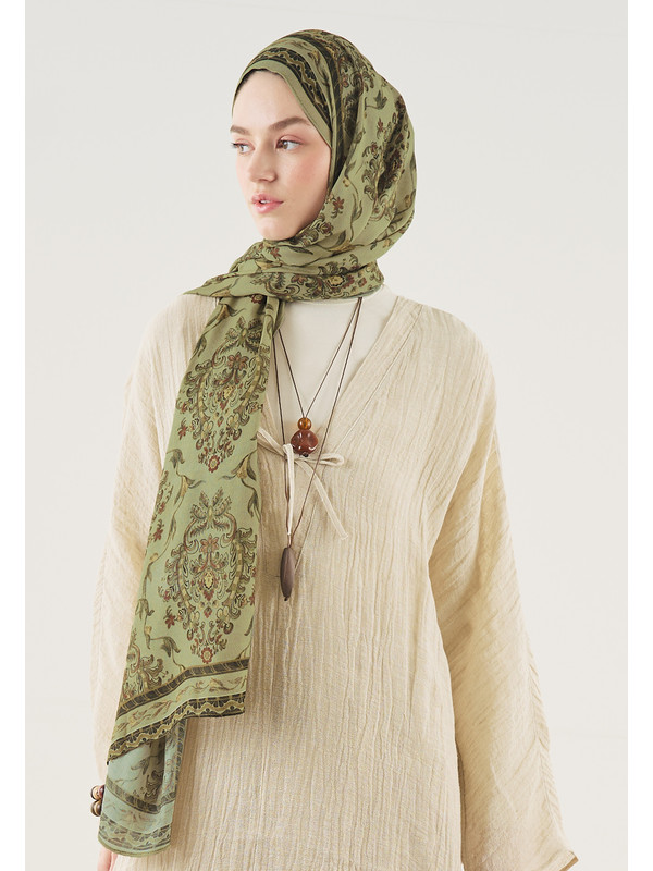 Fresh Scarfs Ethnic Touch Desen Soft Viskon Şal Yeşil