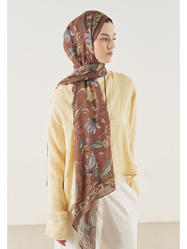 Fresh Scarfs Pure Ethnic Desen Soft Viskon Şal Tarçın Kabuğu