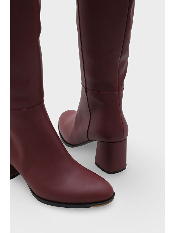 Cathrine Oval Burunlu Yandan Fermuarlı Topuklu Kadın Çizme - Görsel 5