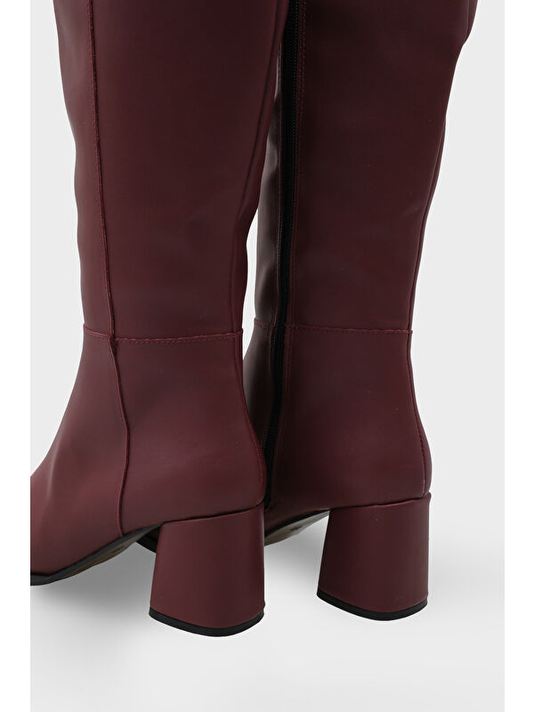 Cathrine Oval Burunlu Yandan Fermuarlı Topuklu Kadın Çizme - Görsel 6