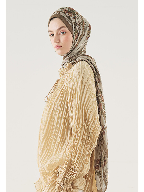 Fresh Scarfs Floral Touch Desen Soft Viskon Şal Kahve