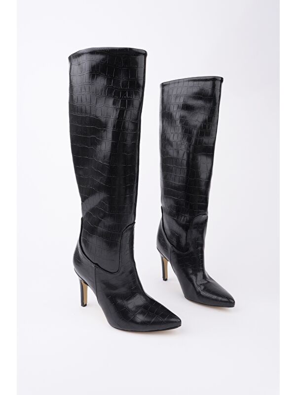 CLARİSSA Sivri Burun Kroko Desenli İnce Topuklu Kadın Çizme - Görsel 5