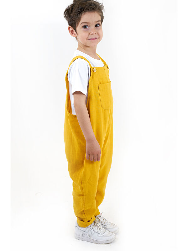 Catz Kids Erkek Çocuk Hardal Müslin Askılı Tulum