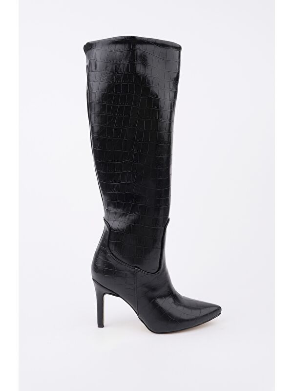 CLARİSSA Sivri Burun Kroko Desenli İnce Topuklu Kadın Çizme - Görsel 6