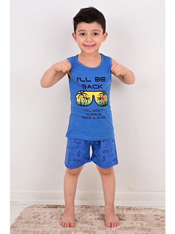 Vitmo Erkek Çocuk Askılı Pijama Takımı Will Be Back Lacivert