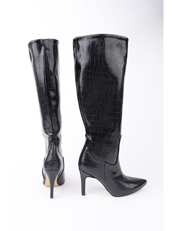 CLARİSSA Sivri Burun Kroko Desenli İnce Topuklu Kadın Çizme - Görsel 7