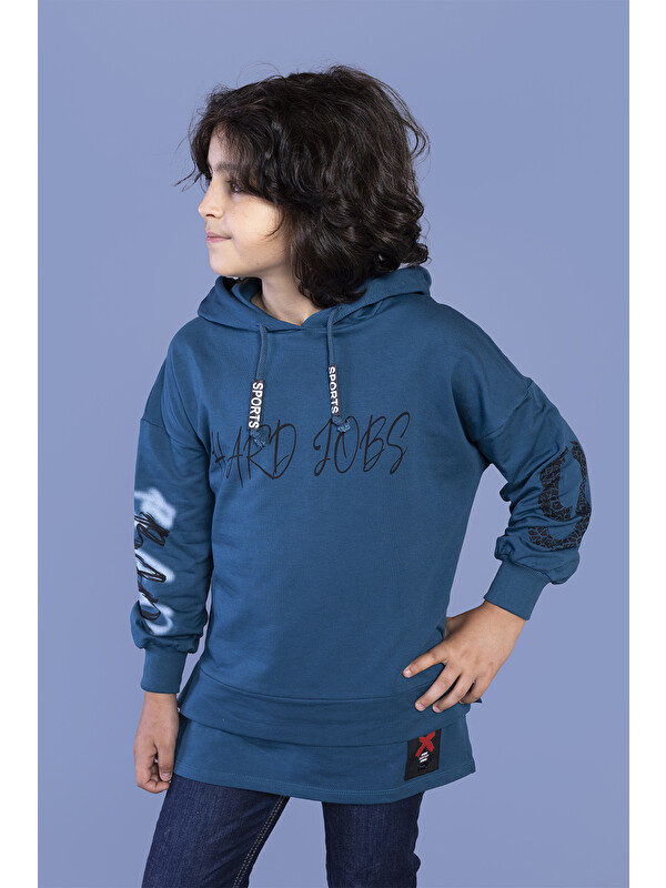 Toontoykids Erkek Çocuk Kapüşonlu Baskılı Sweatshirt