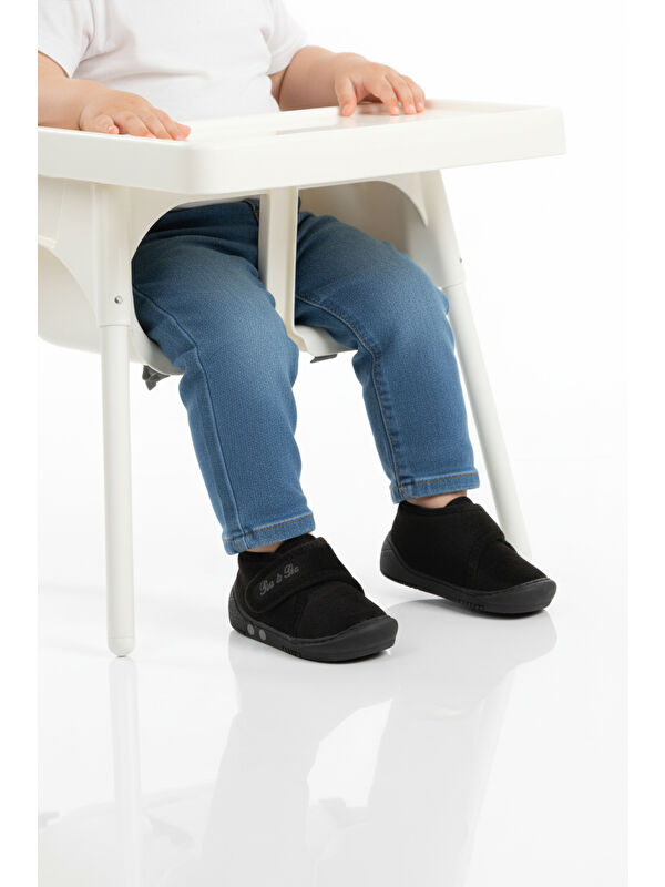 Ayakmod Siyah Süet Cırtlı Bebek Panduf Ba&Ba 058989 B