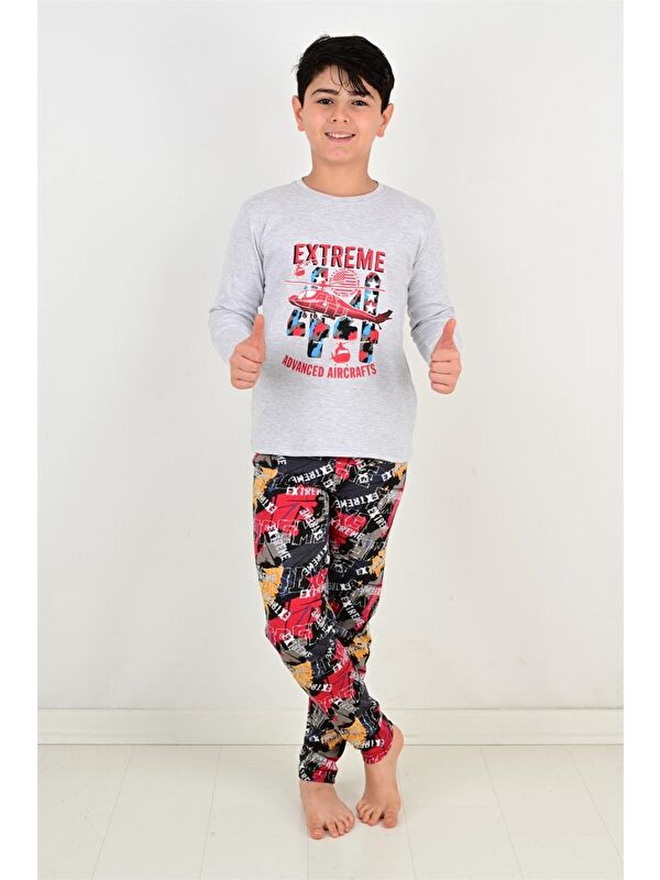 Vitmo Erkek Çocuk Pijama Takımı Uzun Kollu Air Craft  Pamuklu Kışlık