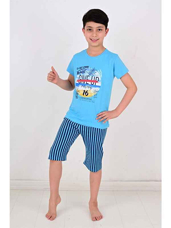 Vitmo Erkek Çocuk Kapri Pijama Takımı Moment Mavi