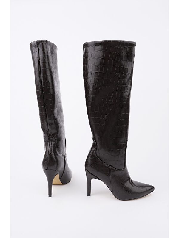 CLARİSSA Sivri Burun Kroko Desenli İnce Topuklu Kadın Çizme - Görsel 6