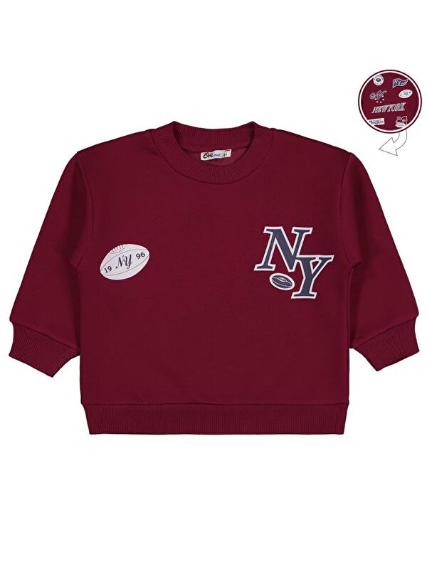 Civil Boys New York Baskılı 2-5 Yaş Sweatshirt - Bordo 2-3 Yaş