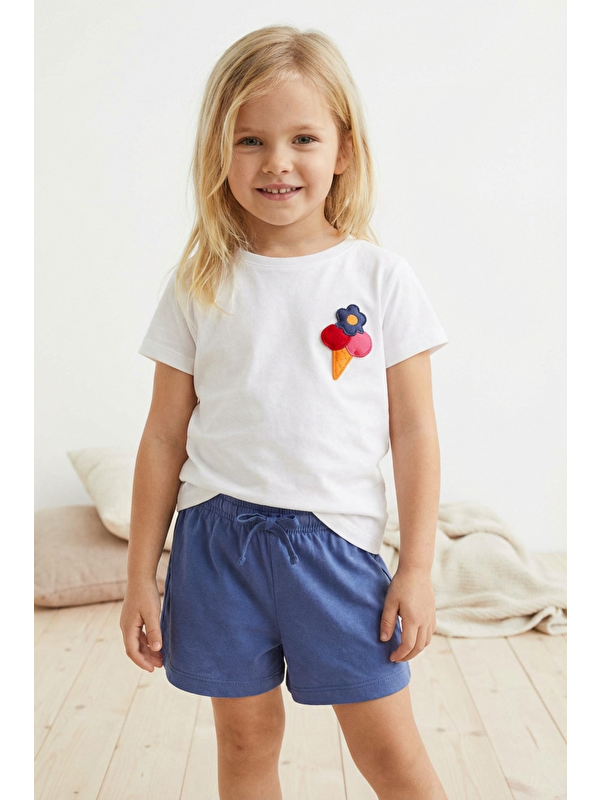 Katia And Bony Kız Çocuk Floral Dondurma Figürlü Şortlu Pijama Takımı