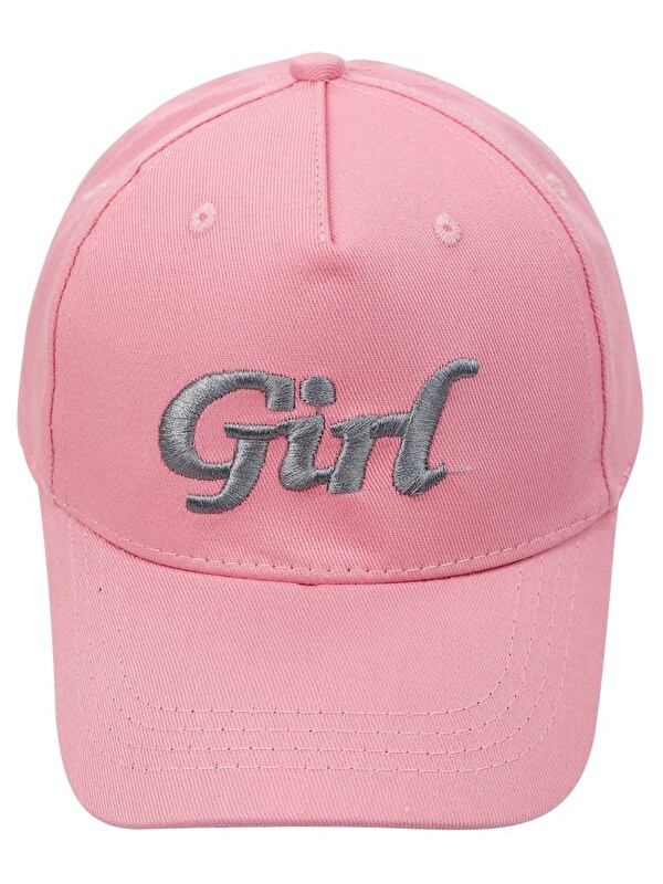 Civil Girls Girl Yazı Desen 10-13 Yaş Kep Şapka - Pembe