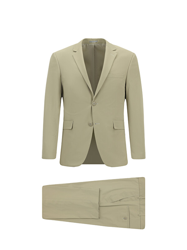 Kiğılı Techno-Line Super Slim Fit Ekstra Dar Kesim Beli Lastikli İpli Çantalı Elastanlı Takım Elbise