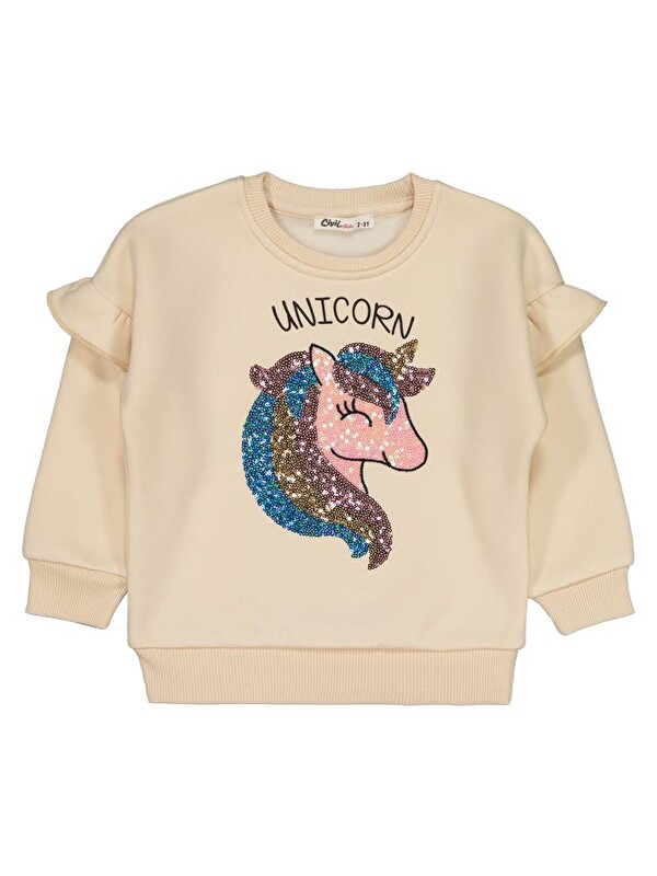 Civil Girls Nakışlı 2-5 Yaş Sweatshirt - Fil Dişi 2-3 Yaş