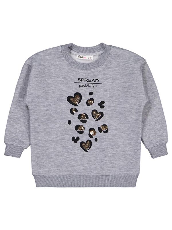 Civil Girls Leopar Baskılı 2-5 Yaş Sweatshirt - Gri 2-3 Yaş