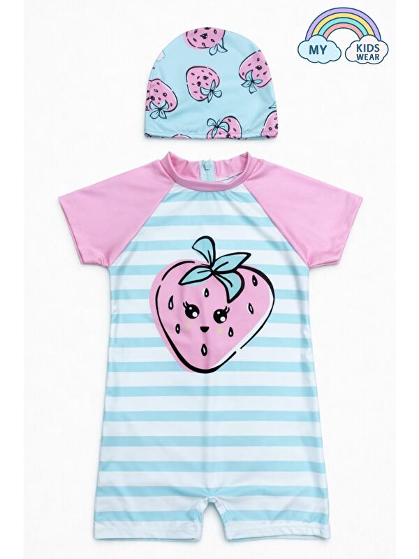 My Kids Wear Kız Çocuk Boneli Fermuarlı Plaj Mayosu 2-8 Yaş 12561
