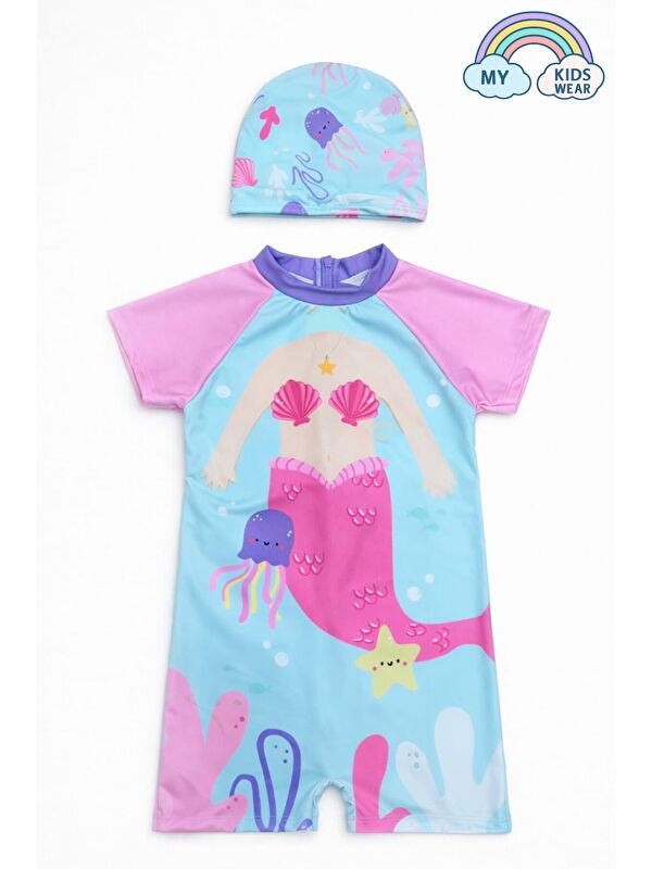 My Kids Wear Kız Çocuk Boneli Fermuarlı Plaj Mayosu 2-8 Yaş 12560