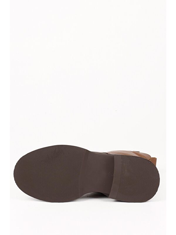 TABA Hakiki Deri Yuvarlak Burun Termo Taban Bağcıklı Fermuarlı Kadın Günlük Postal Bot 51455 - Görsel 8