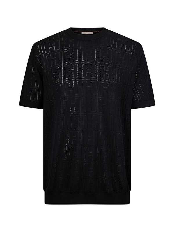 Hatemoğlu Siyah Regular Fit Bisiklet Yaka Rayon Tişört