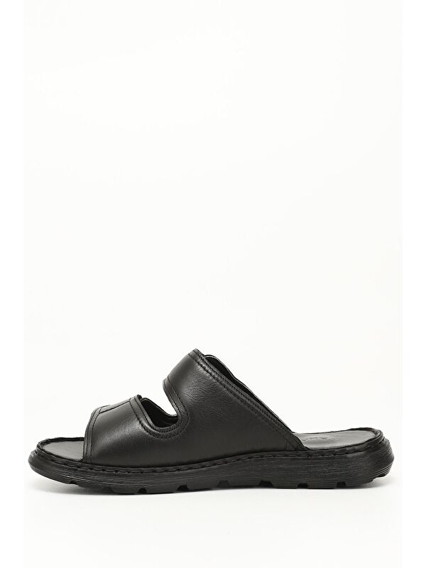 SİYAH Hakiki Deri Erkek Terlik 42825 - Görsel 4