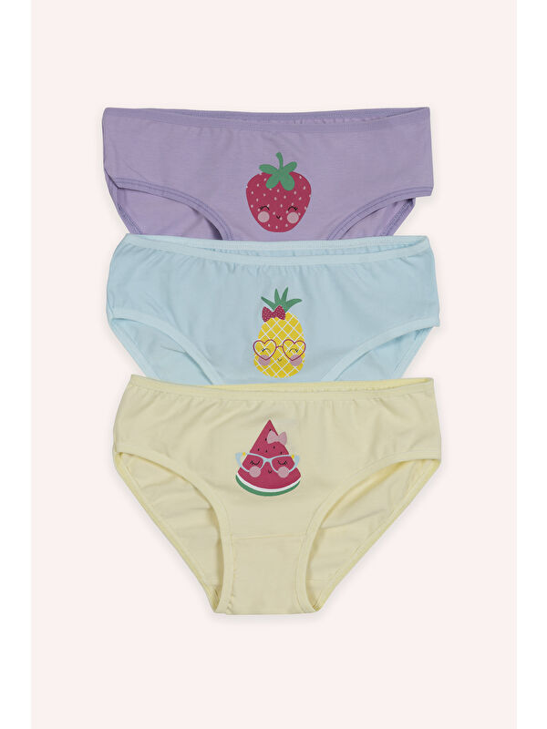 Panço Kız Çocuk Multi Meyve Desenli 3'lü Slip - İç Giyim